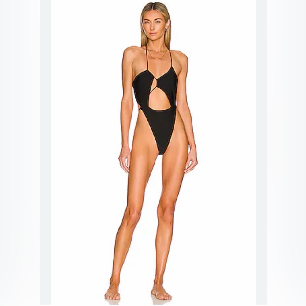 Lovewave The Moto One Piece Cut-Out Swimsuit in Black